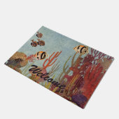 アンジェルフィッシュinサンゴ、ヴィンテージ熱帯魚in海 ドアマット (アングル)