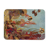 アンジェルフィッシュinサンゴ、ヴィンテージ熱帯魚in海 マグネット (横)