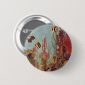 アンジェルフィッシュinサンゴ、ヴィンテージ熱帯魚in海 缶バッジ (正面&裏面)