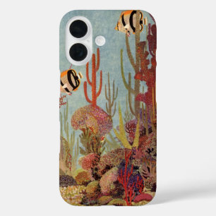 アンジェルフィッシュinサンゴ、ヴィンテージ熱帯魚in海 iPhone 16ケース