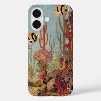 アンジェルフィッシュinサンゴ、ヴィンテージ熱帯魚in海 iPhone 16ケース