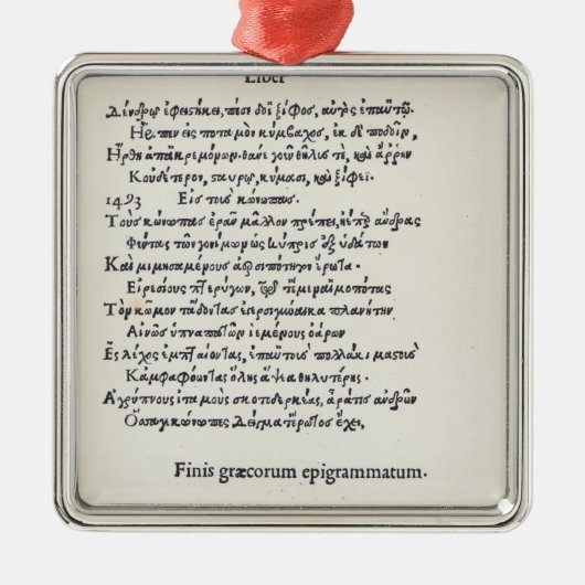 アンジェロPoliziano 1498年著作のギリシャのEpigramsのページ メタルオーナメント (正面)
