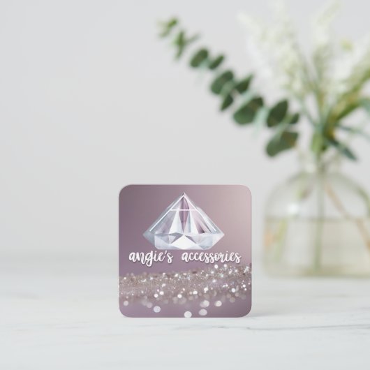 アンジーのアクセサリーカスタム注文ビジネスカード スクエア名刺 (スタンド正面)