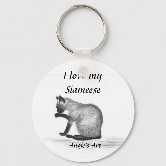 アンジーのアート「シアーム猫」 キーホルダー (正面)