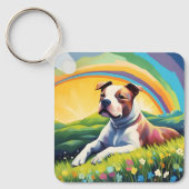 アンスタッフアメリカ（犬）スタッフォードテリアレインボードッグ キーホルダー (正面)