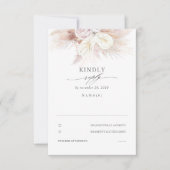 アンスリウムとパンパスグラスウェディングRSVP 出欠カード (正面)