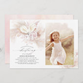アンスリウムパンパスグラスフローラ《キリスト教》洗礼式や命名式写真 招待状 (正面/裏面)