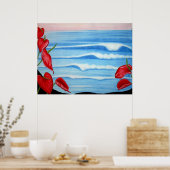 アンスリウム海水彩デザイン ポスター (キッチン)