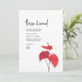 アンスリウム • フラワーライン描画 • カジュアルモダン 招待状 (スタンド正面)