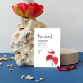 アンスリウム • フラワーライン描画 • カジュアルモダン 招待状