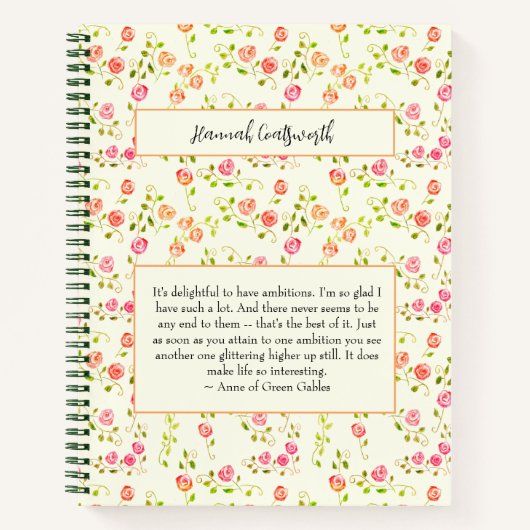 アンズオブグリーンゲーブルズコテージコーレパーソナライズされたボホ ノートブック (正面)