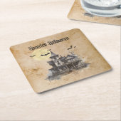 アンズ不気味ホラー幽霊のよく出るハウスハローウィンパーティ スクエアペーパーコースター (アングル)