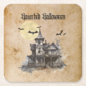 アンズ不気味ホラー幽霊のよく出るハウスハローウィンパーティ スクエアペーパーコースター (正面)