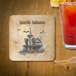 アンズ不気味ホラー幽霊のよく出るハウスハローウィンパーティ スクエアペーパーコースター