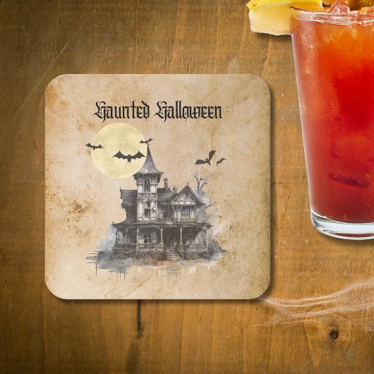 アンズ不気味ホラー幽霊のよく出るハウスハローウィンパーティ スクエアペーパーコースター