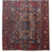 アンセュラーペルシアラグブルーレッドデイジー  シャワーカーテン (正面)