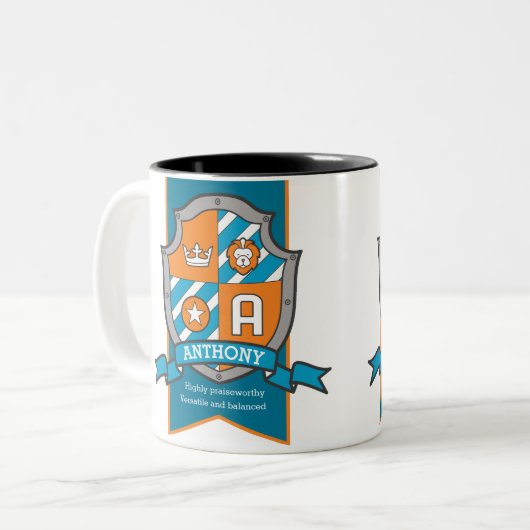 アンソニー文字マグカップを意味するクレストオレンジの名前 ツートーンマグカップ (正面左)