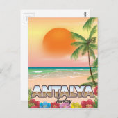 アンタルヤトルコビーチ旅行ポスター ポストカード (正面/裏面)