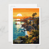 アンタルヤトルコヴィンテージ旅行イラストレーション ポストカード (正面/裏面)