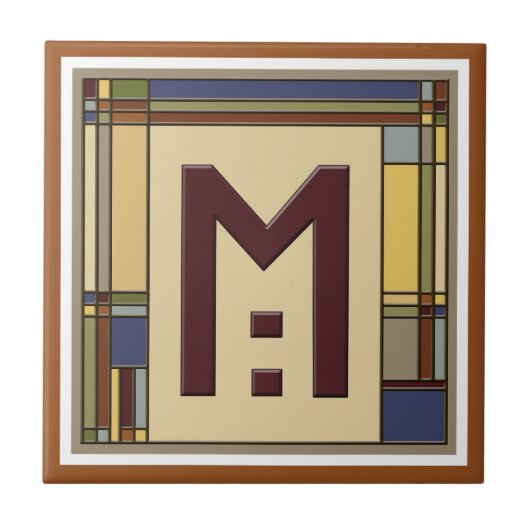 アンダフルアーツ&クラフツジオメトリックイニシャルM タイル (正面)