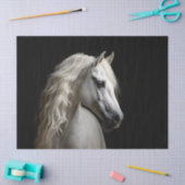 アンダルシアの白い雄馬のデコパージュ 薄葉紙 (クラフト)