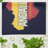 アンダルシアスペインレトロマップヴィンテージフラメンコホリデー キッチンタオル (折り畳み)