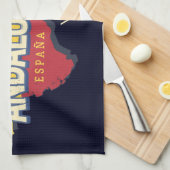 アンダルシアスペインレトロマップヴィンテージフラメンコホリデー キッチンタオル (四つ折り)