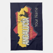 アンダルシアスペインレトロマップヴィンテージフラメンコホリデー キッチンタオル (縦)