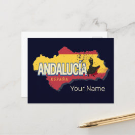 アンダルシアスペインレトロマップヴィンテージフラメンコホリデー シーズンポストカード