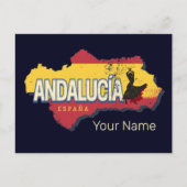 アンダルシアスペインレトロマップヴィンテージフラメンコホリデー シーズンポストカード (正面)