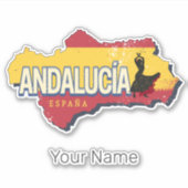 アンダルシアスペインレトロマップヴィンテージフラメンコホリデー シール (正面)