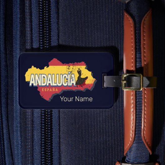 アンダルシアスペインレトロマップヴィンテージフラメンコホリデー ラゲッジタグ (正面インサイチュ4)
