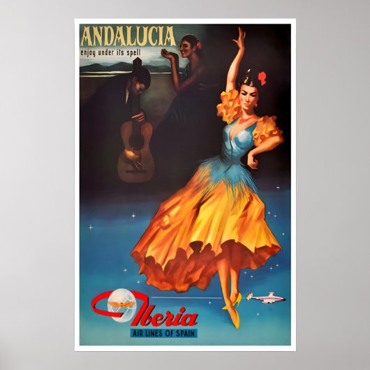 アンダルシア柄 スペインのダンサーアート スペイン旅行 ポスター (正面)