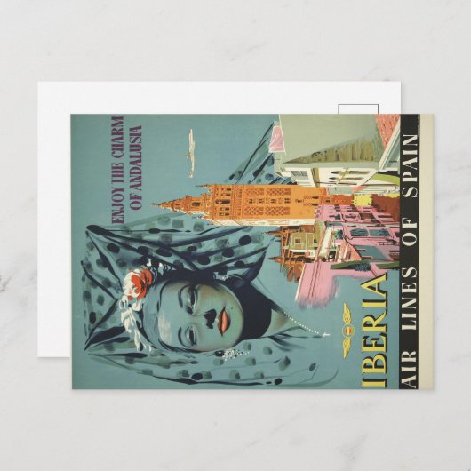 アンダルシア楽しむヴィンテージ旅行ポスターチャーム ポストカード (正面/裏面)