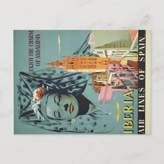 アンダルシア楽しむヴィンテージ旅行ポスターチャーム ポストカード (正面)