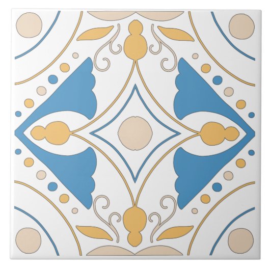 アンダルーズオレンジブルーピンク地中海のフローラ タイル (正面)