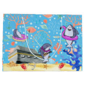 アンダーウォーター深いシーシャークパーティータイムキッズ ラージペーパーバッグ (裏面)