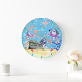 アンダーウォーター深いシーシャークパーティータイムキッズ ラージ壁時計 (ホーム)