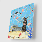 アンダーウォーター深いシースケートボーダートレジャーハンター スクエア壁時計 (傾斜)