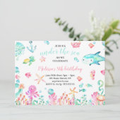 アンダーザシーウォーターカラーサマーガール誕生日 招待状 (スタンド正面)