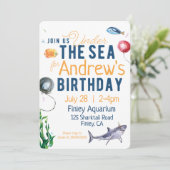 アンダーザシーウォーターカラー誕生日招待状 招待状 (スタンド正面)