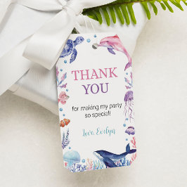 アンダーザシーカメ誕生日テーマサンキューラベル ギフトタグ