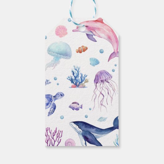 アンダーザシーカメ誕生日テーマサンキューラベル ギフトタグ (裏面)