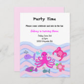 アンダーザシーガールズ誕生日招待状 招待状 (正面/裏面)