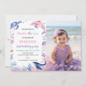 アンダーザシーガールファースト誕生日写真招待状 招待状 (正面)