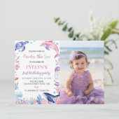 アンダーザシーガールファースト誕生日写真招待状 招待状 (スタンド正面)