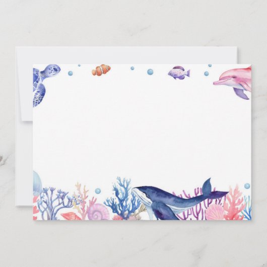 アンダーザシーガールファースト誕生日写真招待状 招待状 (裏面)