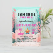 アンダーザシーガール誕生日招待状ピンク 招待状 (スタンド正面)