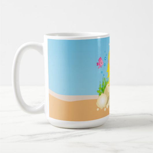 アンダーザシーキュートブロンドマーメイド名前をカスタムする コーヒーマグカップ (左)