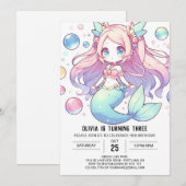 アンダーザシーキュートマーメイド誕生日 招待状 (正面/裏面)